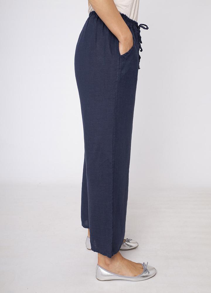 Stretch Waist Linen Trouser