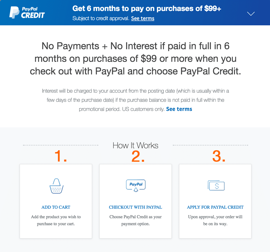 solostrength paypal credit financing payments information