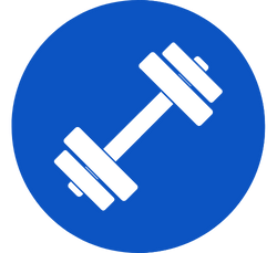 a blue cartoon weight icon