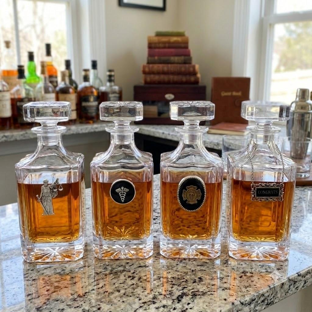 Decanters for professionals including doctors, lawyers, firefighters and anyone who wants to be congratulated