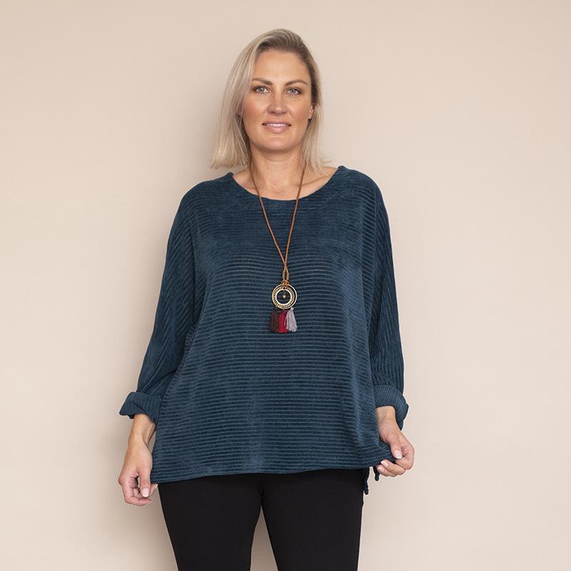 Emily Velvet Top - Plus Size (Teal)