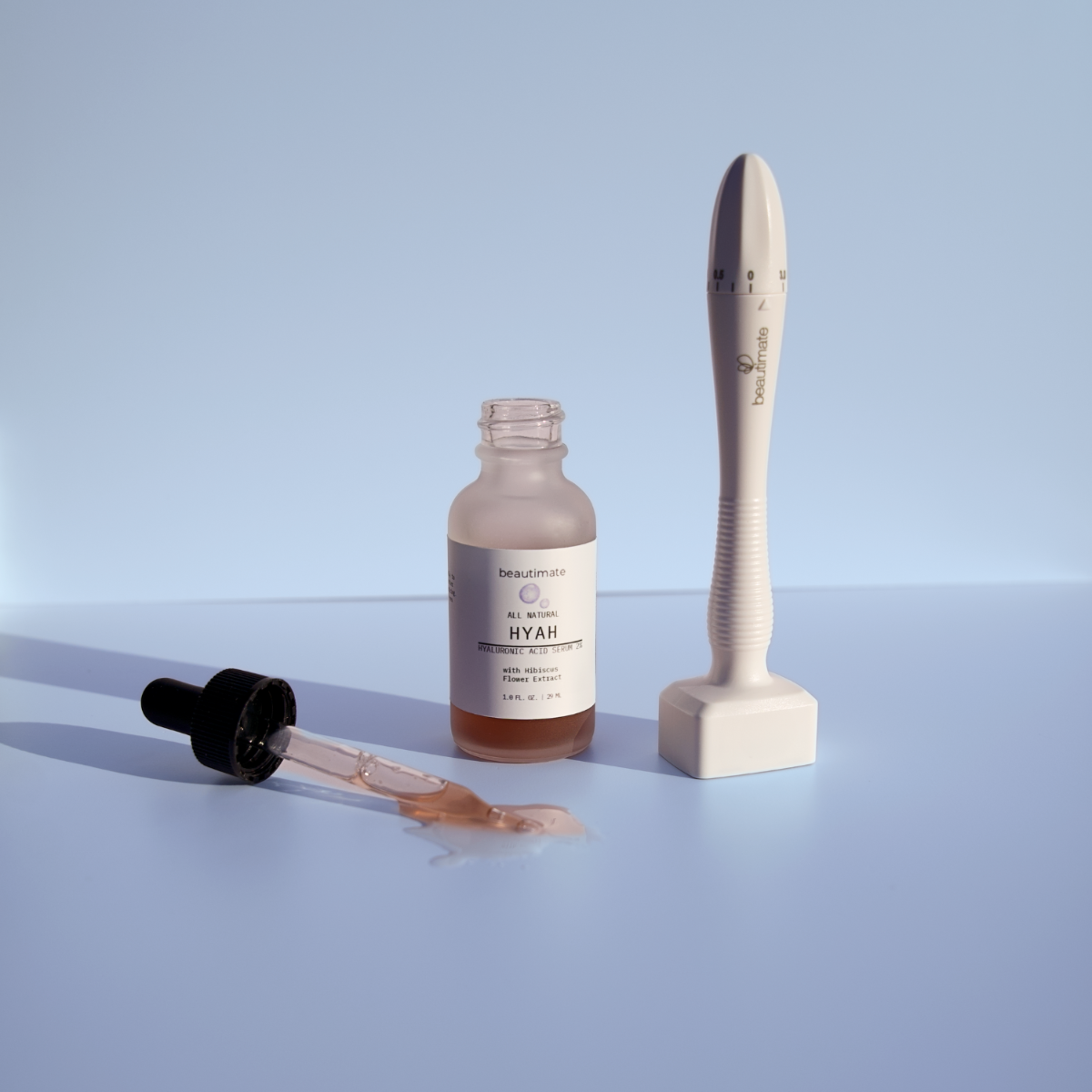 adjustable derma stamp and hyah serum for healthy glowing skin