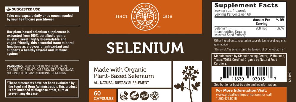 Global Healing Organic Plant- Based Selenium Label