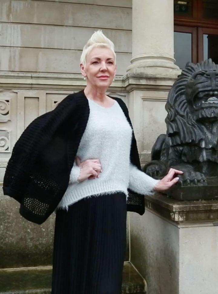 Scoop Neck Mohair Jumper in Grey