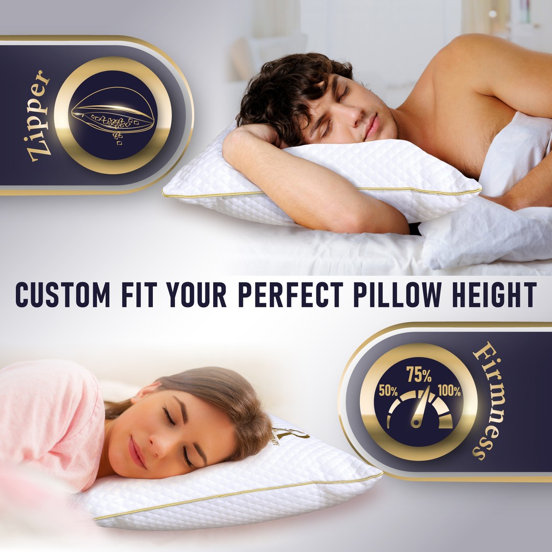 Sleep Innovations Premium Shredded Gel Memory Foam Pillows, Standard Size,  Set of 2, 5-year Warranty 