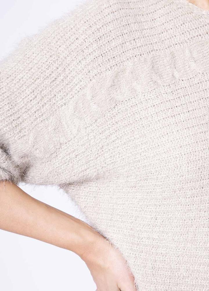 Cable Mohair Jumper in Beige