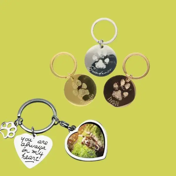 Engraved Paw Print Keychain