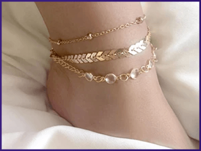 Chevron and Crystals Anklet Set - 3pcs