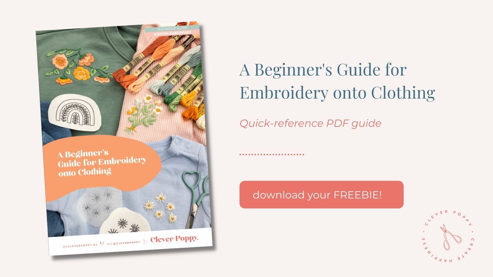 This is an image of the PDF, 'A Beginner's Guide for Embroidery onto Clothing.'