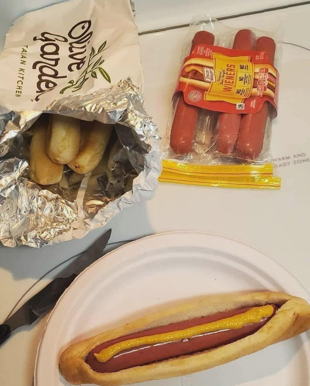 Olive Garden Hot Dog