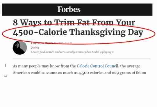 Forbes - 4,500 Calories Thanksgiving Dinner