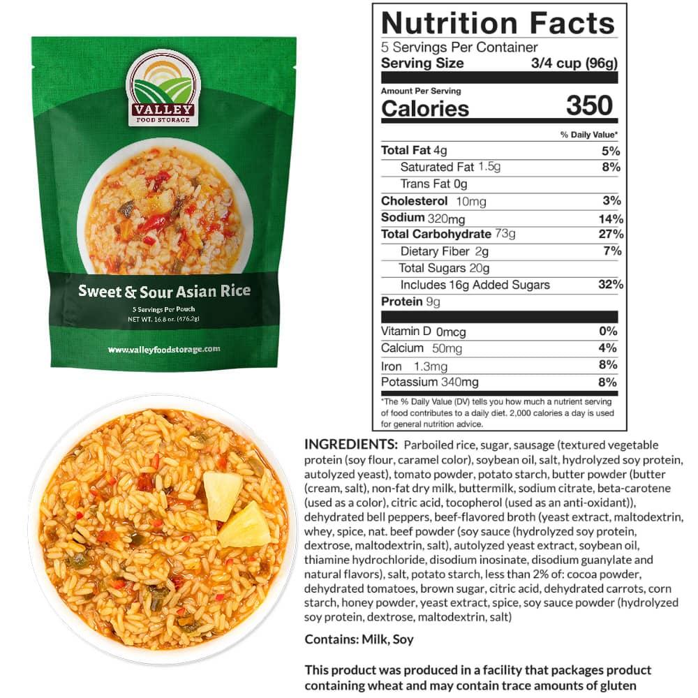 Sweet and Sour Asian Rice Nutrition Facts