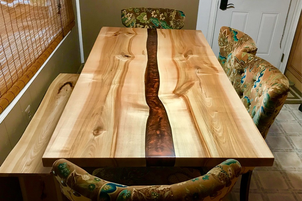 natural edge dining table, epoxy