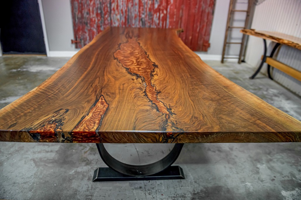 black walnut epoxy dining table