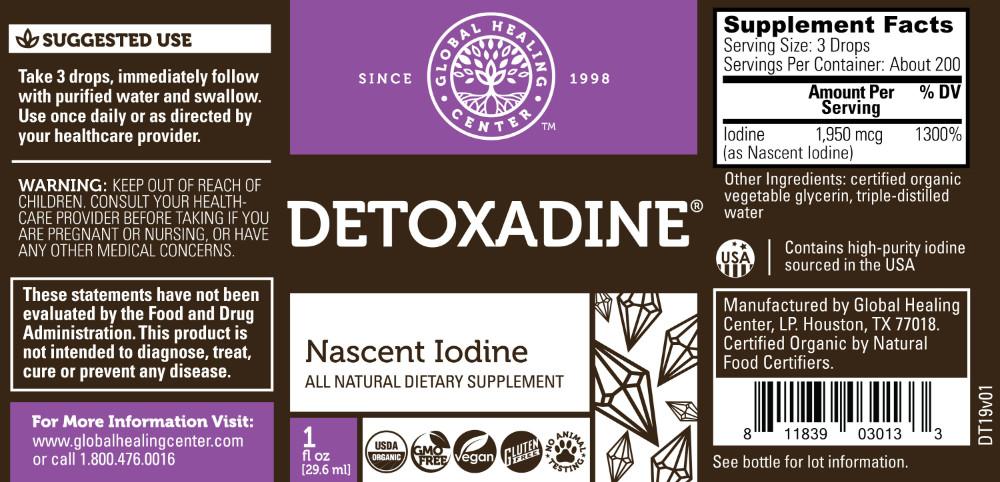 Global Healing Detoxadine label