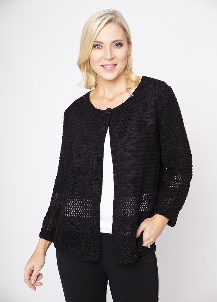 Front Open Knit Cardi in Black