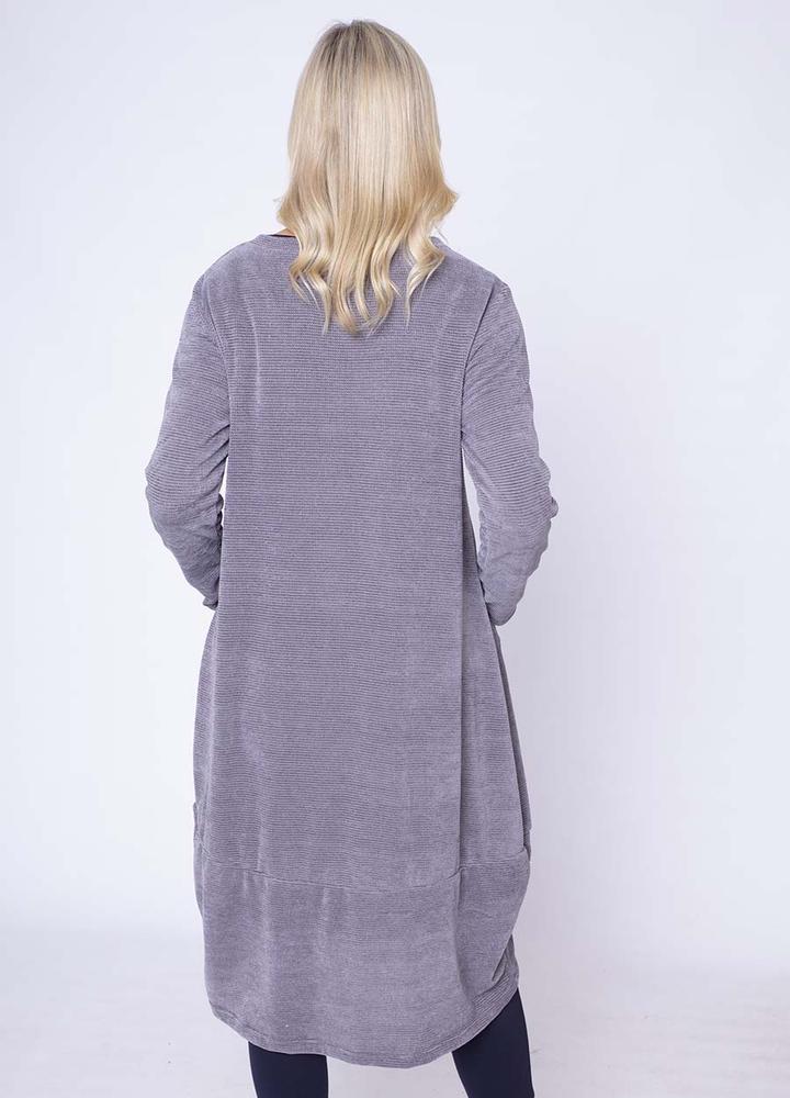 Velour Pocket Dress in Grey