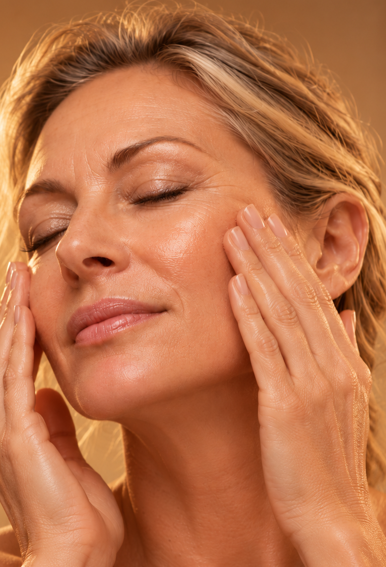 Women massaging her face