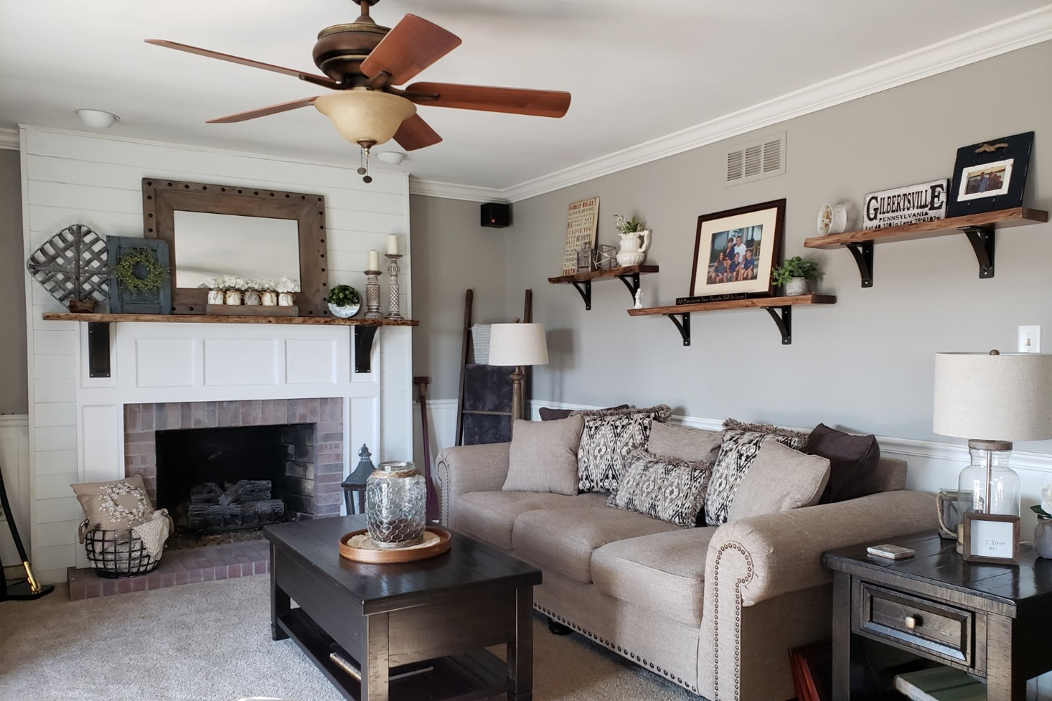 Live Edge Furnished Living Room | Rustic Red Door | Blog