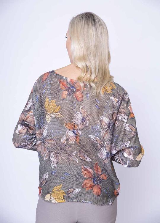 Lily Print Batwing Top in Khaki