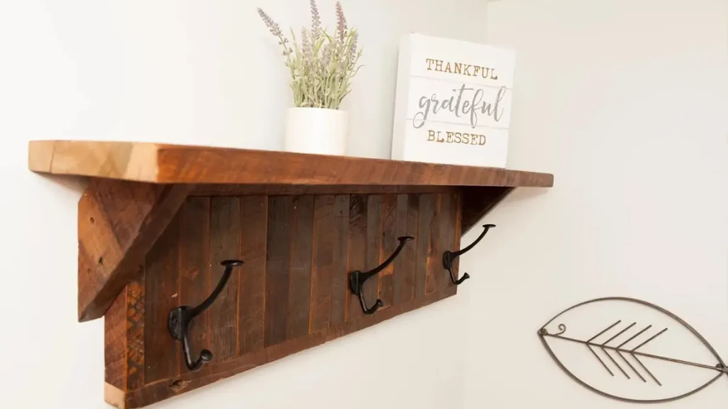 Reclaimed Wood Coat Rack with Shelves
