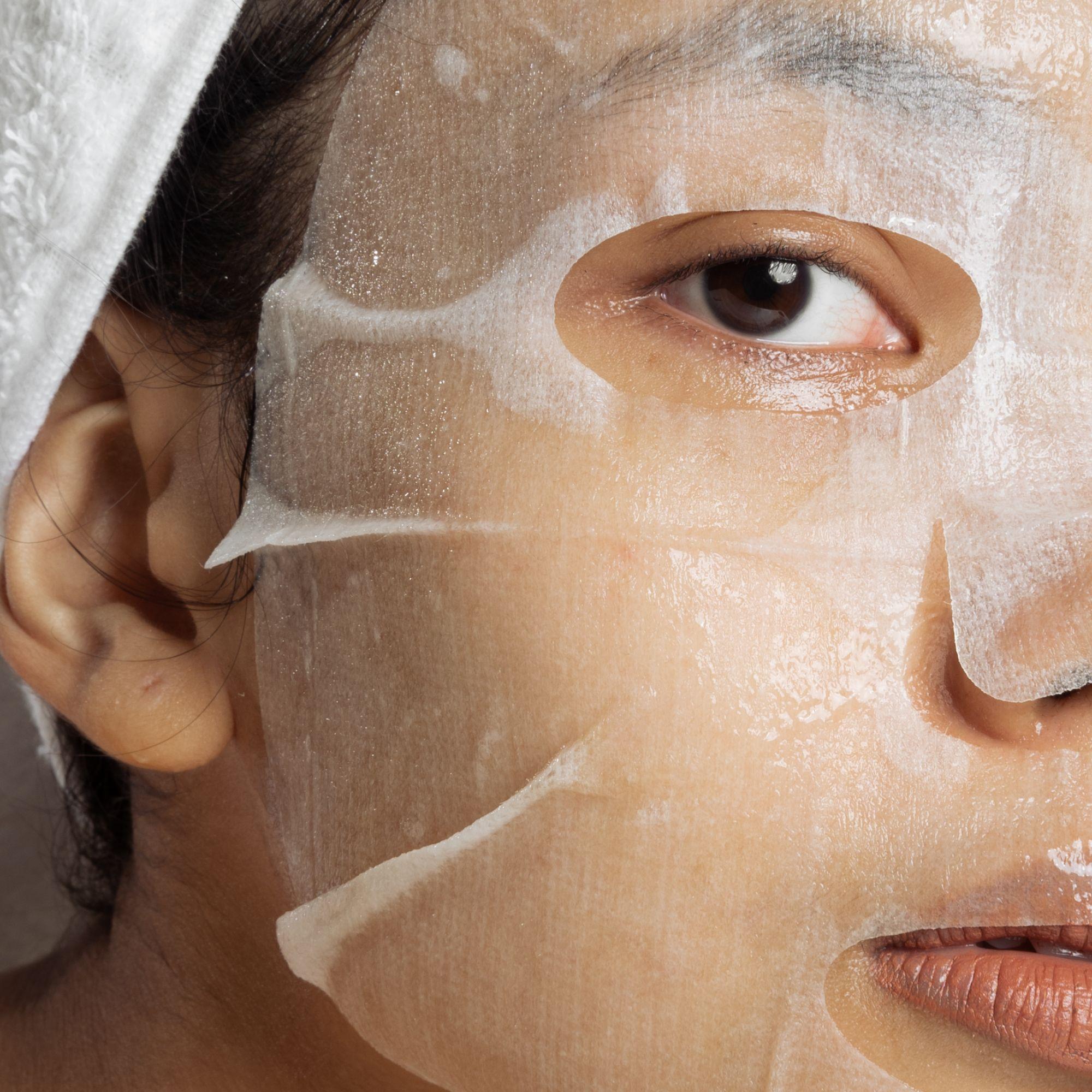 Woman wearing hydrating mask