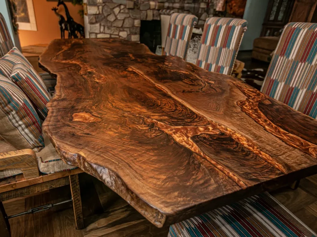 copper epoxy walnut dining table