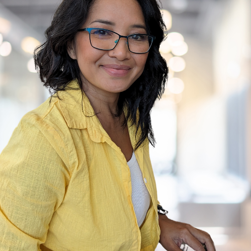 Woman giving final thoughts ready to help