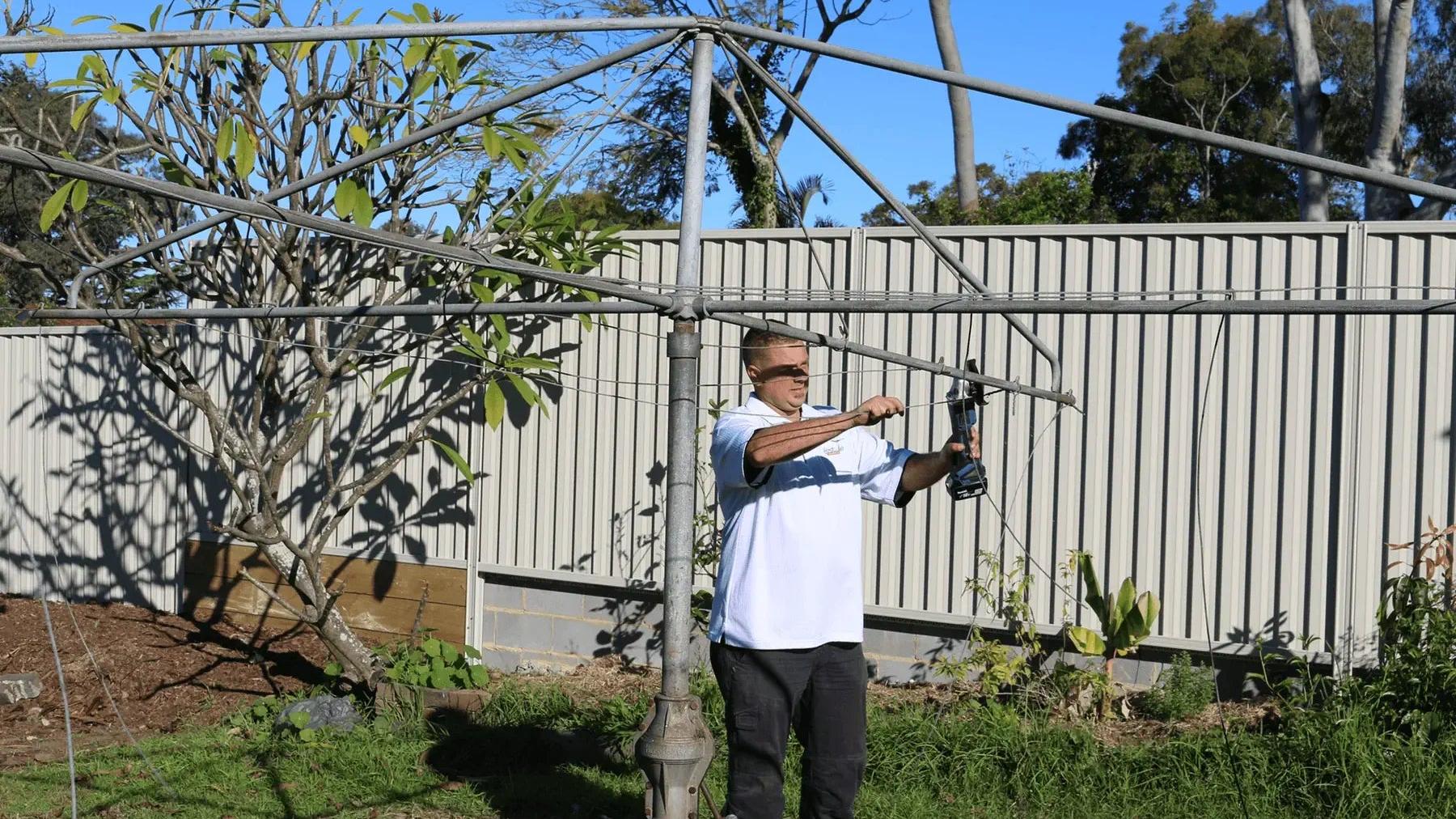 Preparing the Clothesline for tensioning