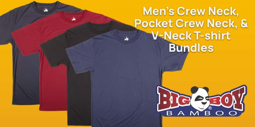 Big Boy Bamboo Crew Neck, V-Neck, and Pocket Crew Neck T-Shirt 4-Packs - Save 25%
