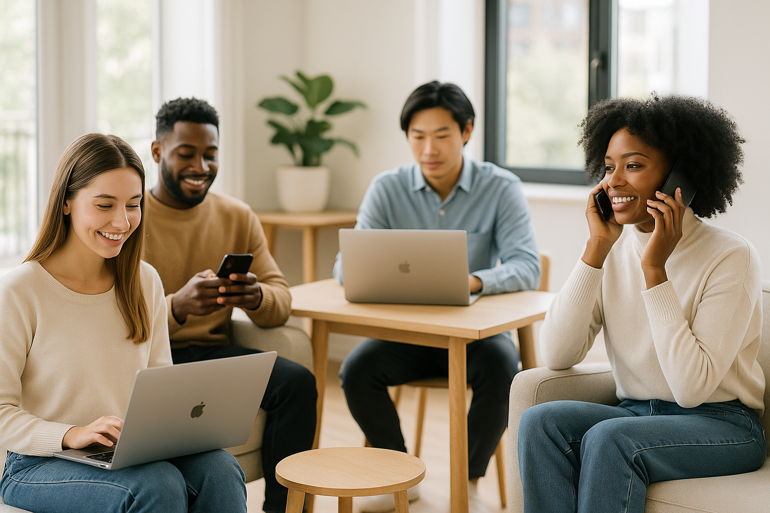 A creative team working with each other and supporting client work