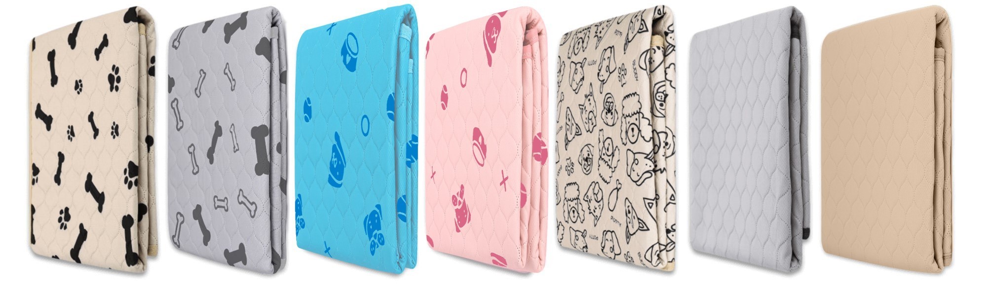 A row of folded Potty Buddy reusable potty pads