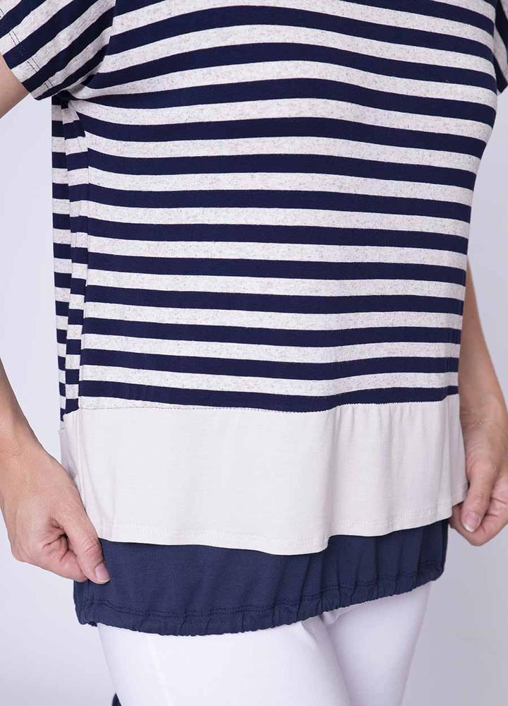Stripe Tie Back Top Navy