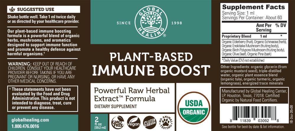 Global Healing Plant Based Immune Boost Bottle Label