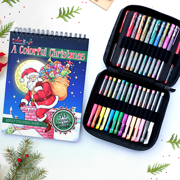 Christmas book and 48 gel pens