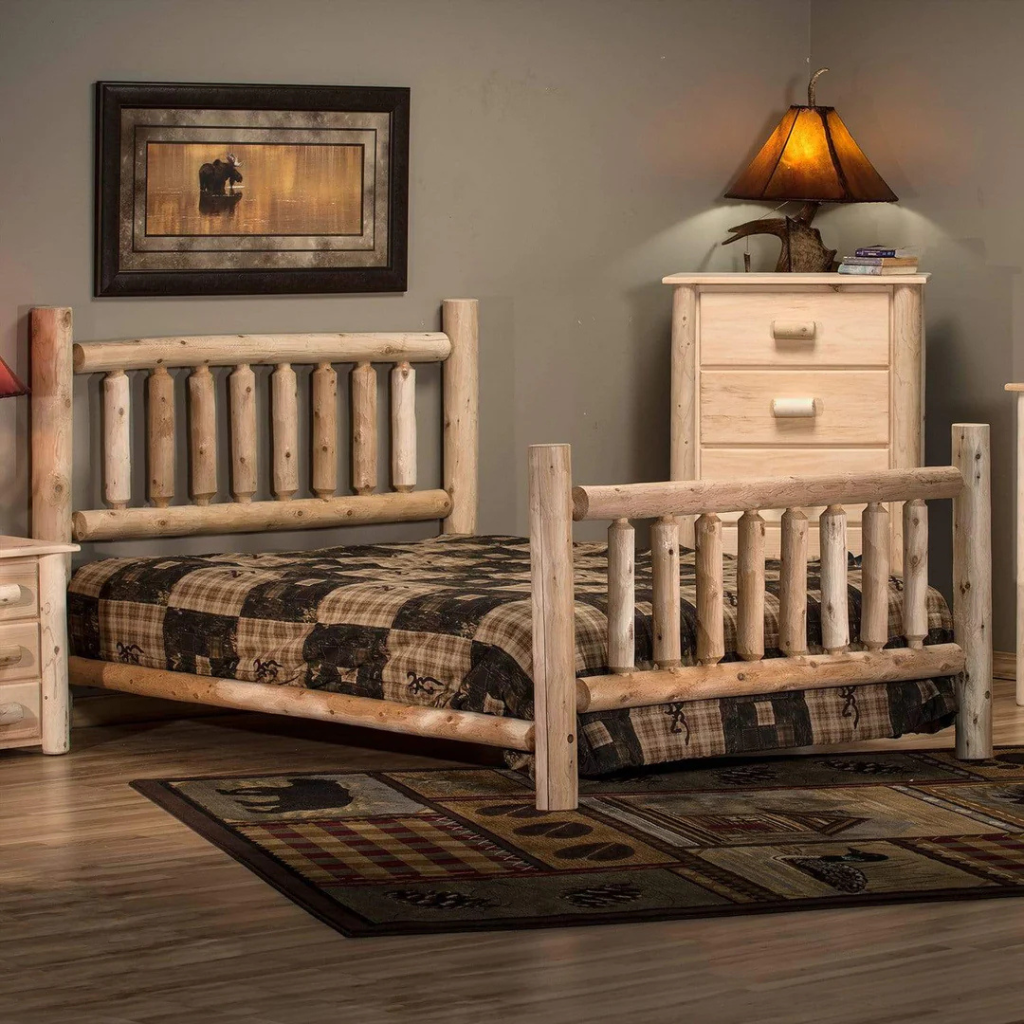 Rustic Bedroom Set with Log Frame Bed