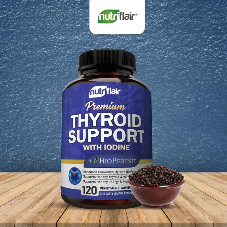 Thyroid Support with Iodine and BioPerine 120 Capsules NutriFlair