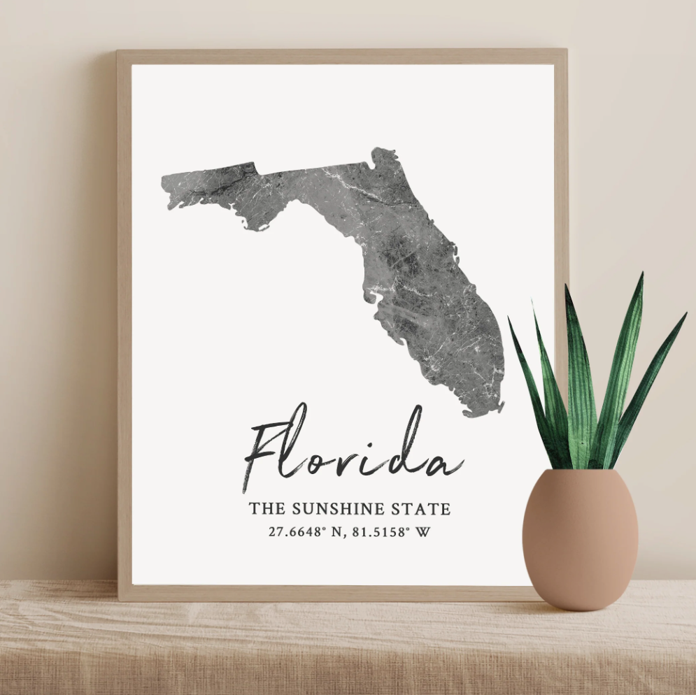 Florida State Map Silhouette print