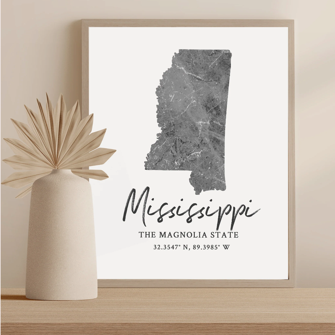 Mississippi State Map Silhouette print