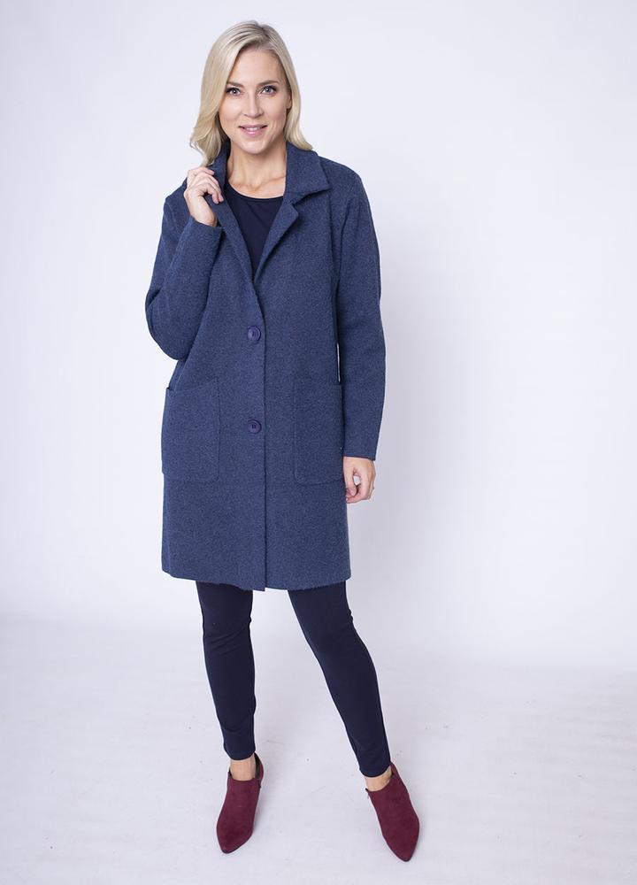 Revere Collar Coat Cardi in Blue