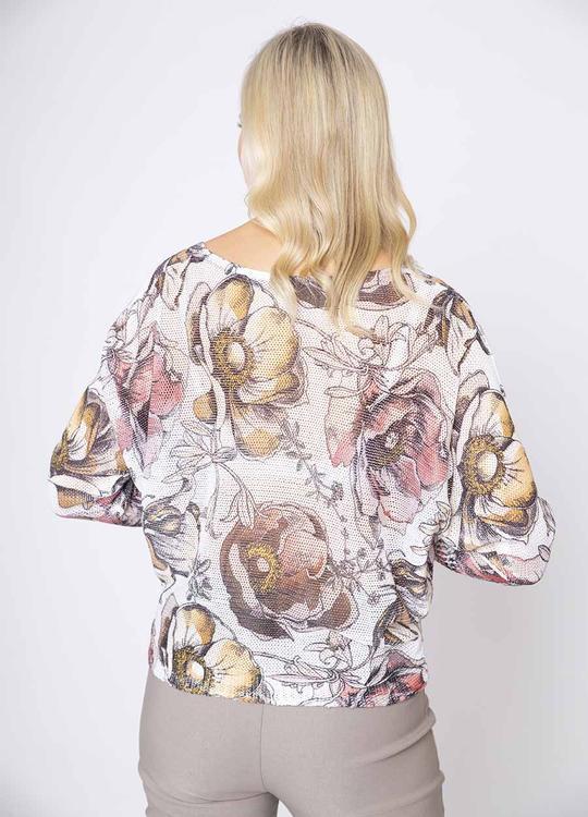 Lily Print Batwing Top in White