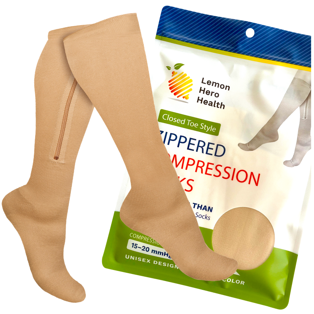 Lemon Hero Medical Zippered Pregnancy Compression Socks for Women - Open  Toe 15-20 mmHg Maternity Compression Socks, Perfect for Varicose Veins 