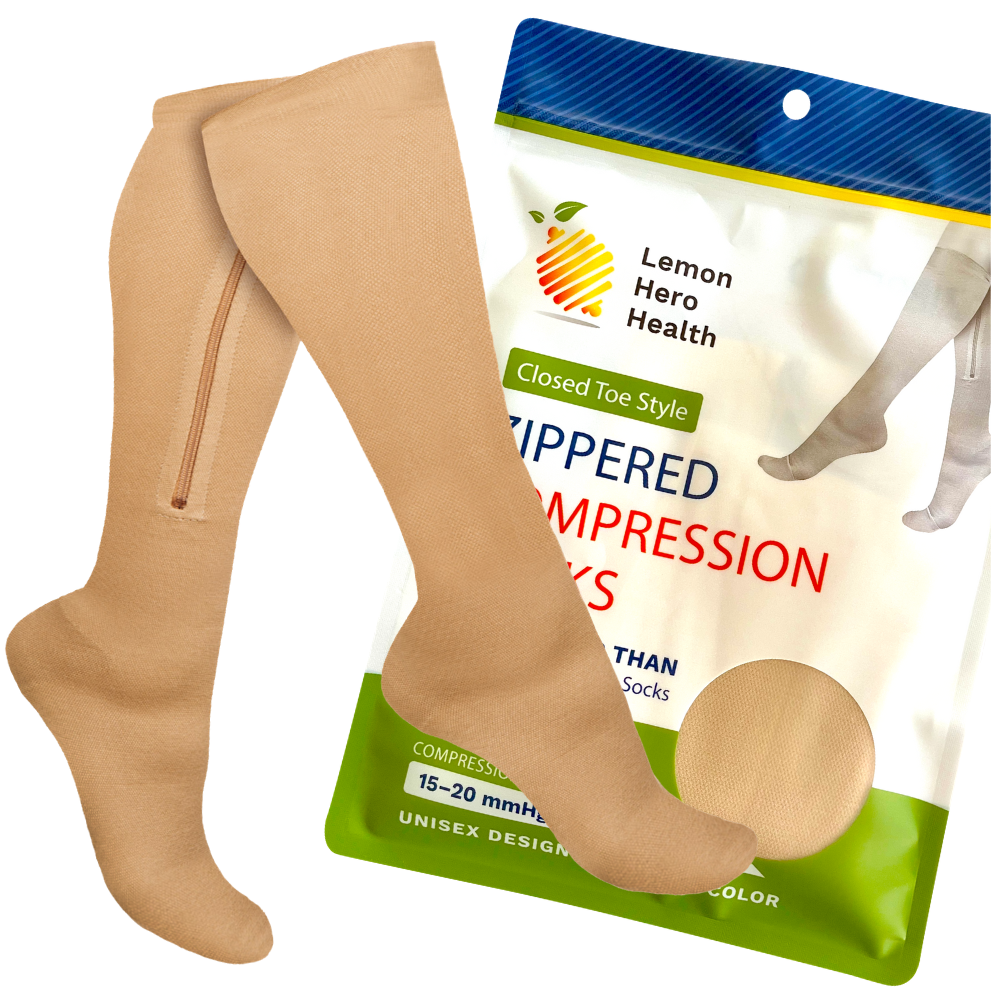 Carecroft zip compression socks support toe open sox leg