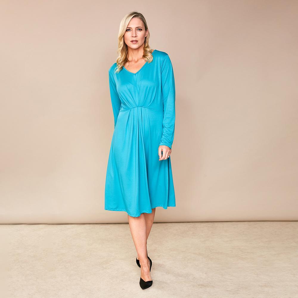 Karla V Neck Dress (Aqua Green)