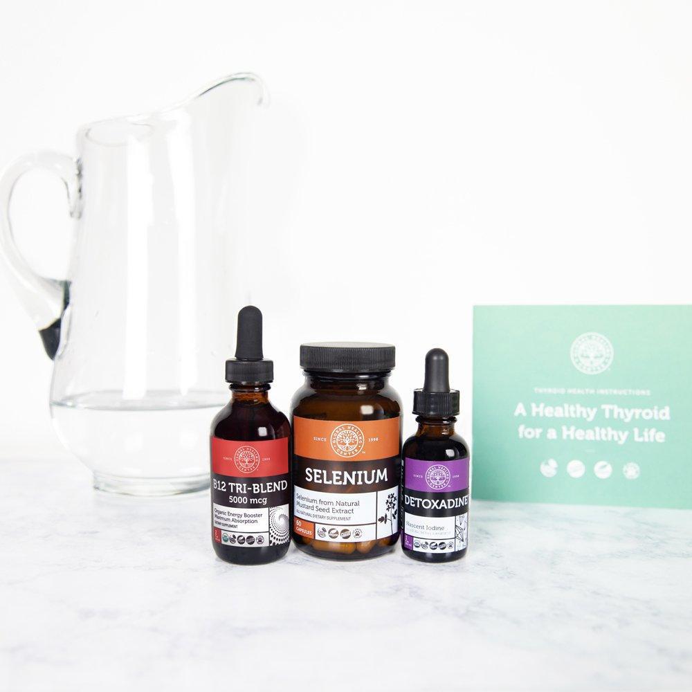 Global Healing Thyroid Cleanse Program Bottles With Water