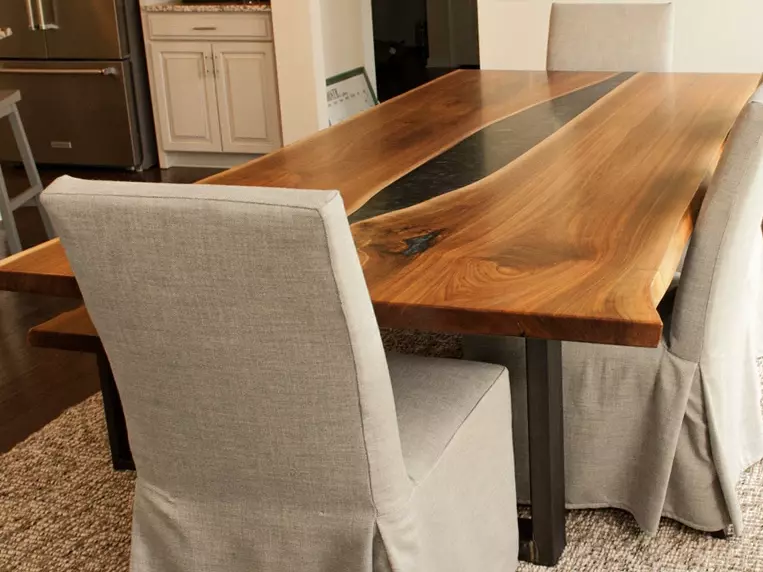 hickory live edge dining table