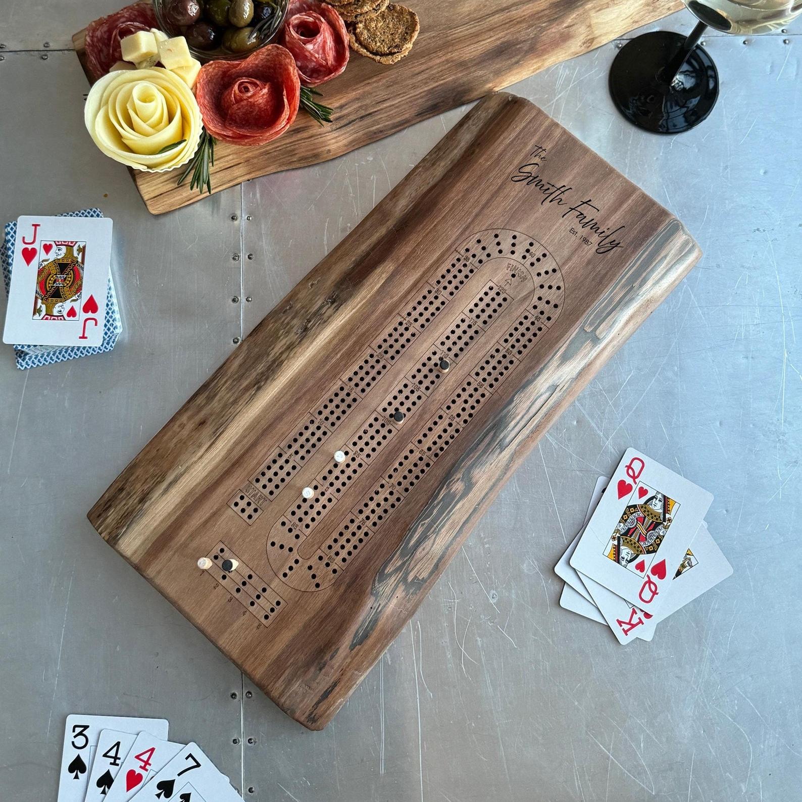 live edge handmade custom cribbage board