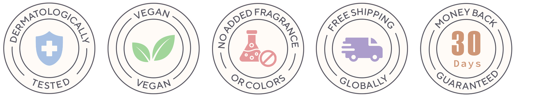 badges of Dermatologically Tested. Vegan. No Added Fragrance or Colors. Free Shipping.