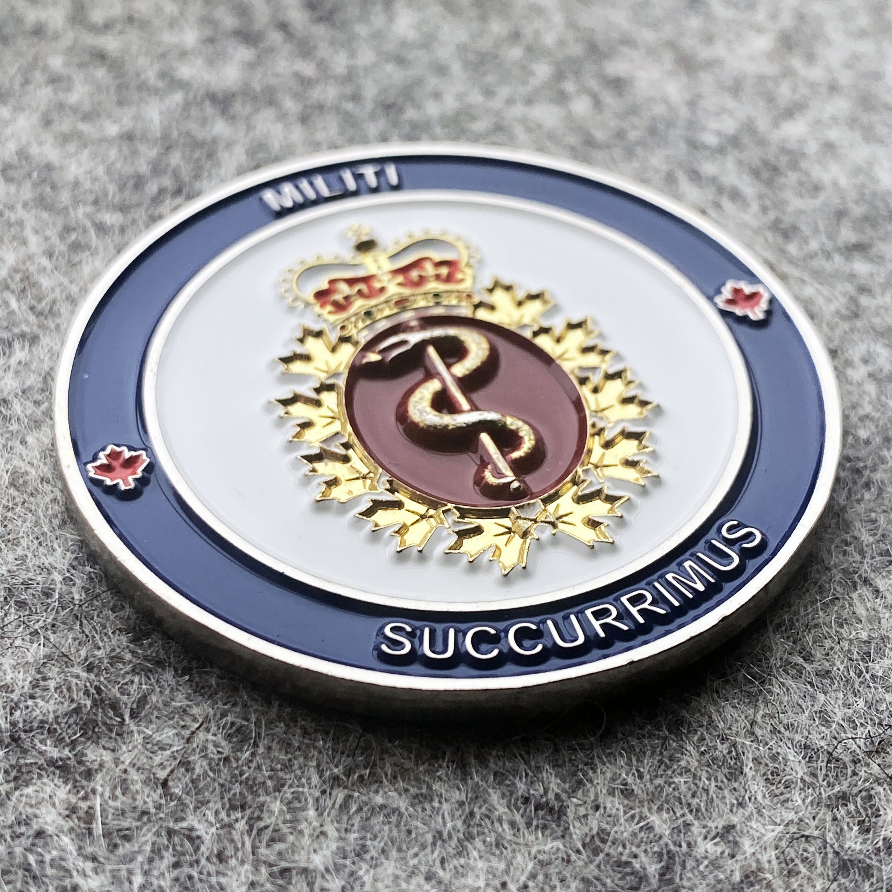 colorful diу custom coin with a the symbol of medicine