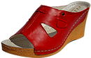 Ellie - Women red wedge slide slippers - Reindeer Leather